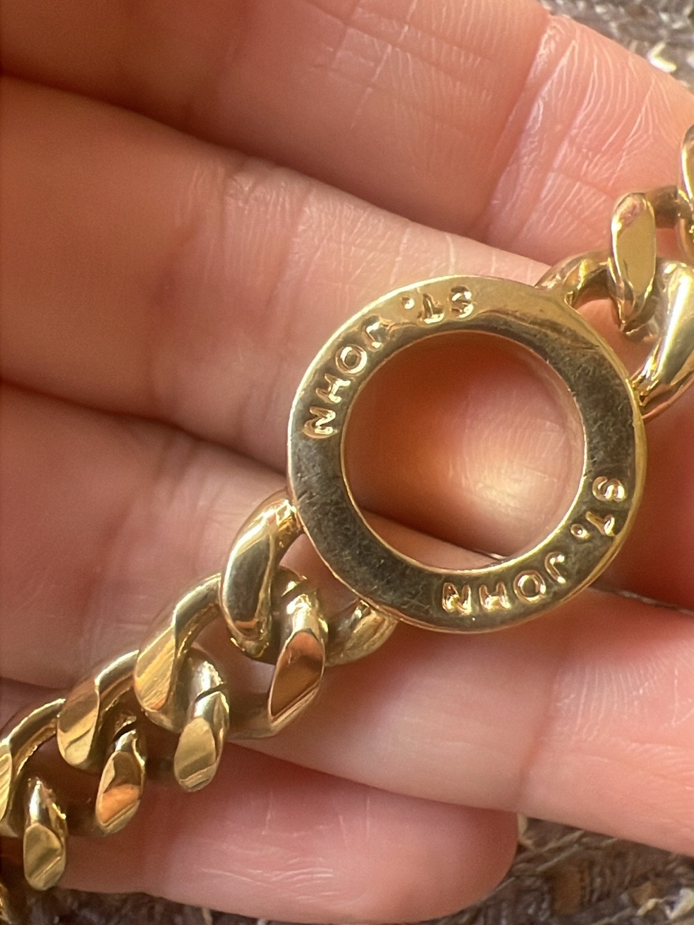 St. John Gold-Tone Curb Link Bracelet with Logo Ring